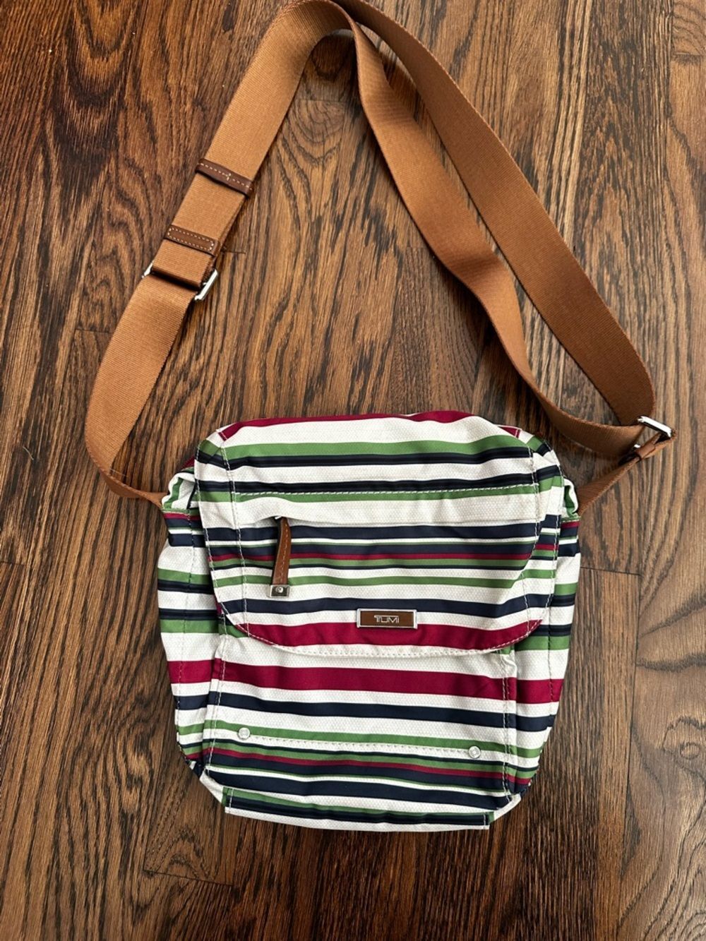Tumi Voyageur Capri Striped Nylon Crossbody Bag | Navy Burgundy White | Travel
